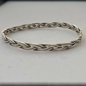 Vintage 925 Sterling Silver Braided Design Unisex Bangle Bracelet